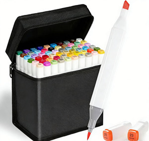 Set <span class=keywords><strong>di</strong></span> <span class=keywords><strong>Pennarelli</strong></span> Artistici AnyMark <span class=keywords><strong>a</strong></span> <span class=keywords><strong>Base</strong></span> Alcolica, Doppia Punta Pennello e Scalpello, 60+1 Colori, Valigetta per Artisti Adulti, Disegno e Colorazione - Product Image 1