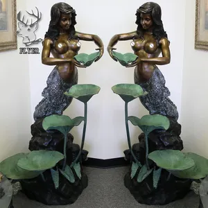 Nouveau produit sirène sculpture moderne décor extérieur bronze sexy femme taille réelle bronze sirène statue