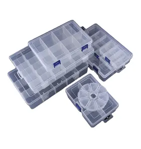 Joyero PP con tapa abatible caja de plástico transparente extraíble con 24 divisores para cuentas de joyería