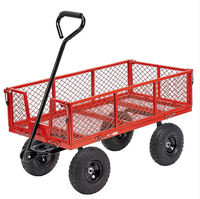 Chariot Pliant Robuste en Acier avec Côtés en Maille, 4 Roues, Chariot de Jardin Pratique, Diable d'Extérieur, Chariot Pliable