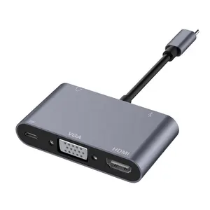 Xput Тип C USB-C концентратор 5 в 1 взаимный обмен данными между компьютером и периферийными устройствами Type C концентратора до 4K HDMI VGA USB 3,0 3,5 мм аудио PD зарядки адаптер