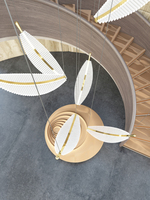 Lustre de plumes de feuille de cristal de luxe Villa postmoderne Loft creux escalier Loft Hall créativité artistique suspension