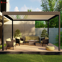 Auvent de toit à lamelles électriques, gazebo, tente, pergola bioclimatique en aluminium, véranda latérale en verre, éclairage LED, imperméable, anti-UV
