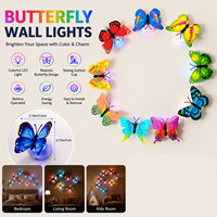 Autocollants muraux papillon, lampes LED décoratives, lampe papillon 3D, lumière de nuit pour chambre à coucher, salon, fête, décoration murale