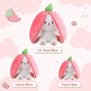 <span class=keywords><strong>Peluche</strong></span> Lapin Doux Réversible Fraise Transformable avec Fermeture Éclair – Jouet en <span class=keywords><strong>Peluche</strong></span> Mignon Anti-Stress - Product Image 2