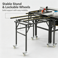 Scie à table coulissante multifonctionnelle WJ480 homologuée CE, établi pliable avec espace réservé pour la découpe et le chantournage en atelier