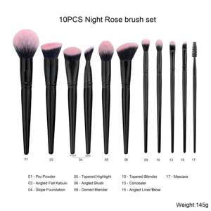 Juego de 18 Brochas de Maquillaje Negras con Soporte, Brochas de Maquillaje Veganas de Lujo con Bolsa de PU - Product Image 4