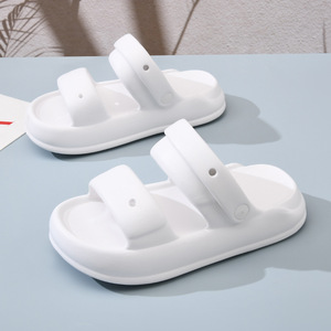 Tongs d'été pour femmes à semelle épaisse en EVA antidérapantes à bout rond pour l'extérieur Beige Blanc Rose Noir Gris - Product Image 3