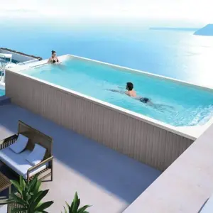 Swim pool and spa custom 8m acrylic white rectangular hotel garden BALBOA waterproof adult hydro massage swimming