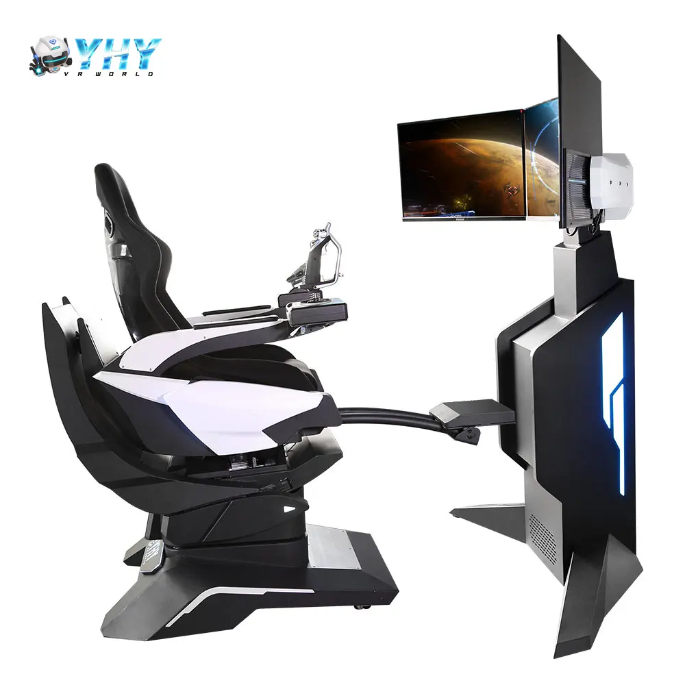 Accueil Tout en alliage d'aluminium 3 écrans 32 pouces logitech X52 joystick 9d réalité virtuelle simulateur de vol 360 chaise vr vol