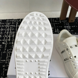 Baskets basses en cuir blanc pour femme avec strass noirs et accents cloutés, à lacets, chaussures décontractées - Product Image 5