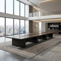 Table de réunion avec hub de câbles central, bureau de direction double utilisateur en panneau de particules E1, mobilier de salle de réunion moderne