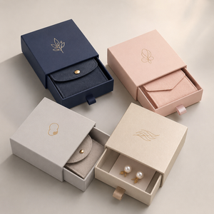 High-Grade Custom Cardboard Jewelry Drawer Box with Free Bag - Exquisite Packaging for Necklaces & Rings - Product Image 3