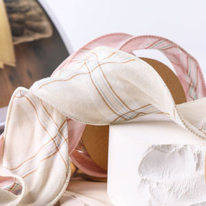 JK Plaid Serged Trim Ribbon Deco Print Ribbon Bow Set Lolita Diamond Lattice Vintage Hat Band Ribbon - Product Image 4