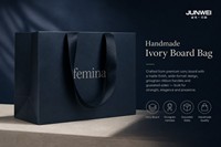 Sacs shopping en papier noir recyclé personnalisés pour vêtements, emballage promotionnel, avec votre propre logo, vente en gros, poignée artisanale personnalisée