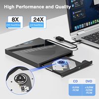 External CD/DVD Drive for PC/Laptop 7-in-1 with USB Hub, USB 3.0/Type-C/SD/TF Reader, Burner/Writer for Windows & Linux