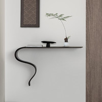 Table console murale ultra-étroite en bois massif, design minimaliste, aspect haut de gamme, étagère de rangement autonome pour hall d'entrée