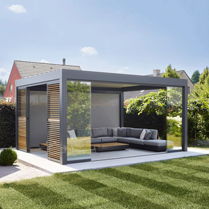 Pavillon bioclimatique extérieur en aluminium <span class=keywords><strong>Builit</strong></span> BLT-150 avec toit à lames motorisées rétractables et porte coulissante en verre pour jardin et balcon - Product Image 3