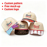Casquettes de baseball 5 panneaux bicolores personnalisées avec logo, écologiques et de haute qualité, collection 2026, couleur unie, pour femmes