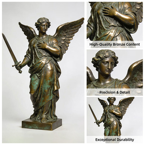 Statua Classica in Bronzo Fuso di Angelo Custode Alato con Spada, Scultura Artistica da Esterno per Progetti - Product Image 4