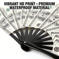 Grand éventail pliant en plastique de 33 cm, motif billet de banque, cadeau idéal pour mariage, danse et décoration