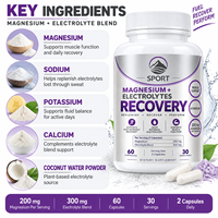 Capsules de magnésium avec électrolytes en marque privée ODM, hydratation post-entraînement, récupération sportive, complément alimentaire