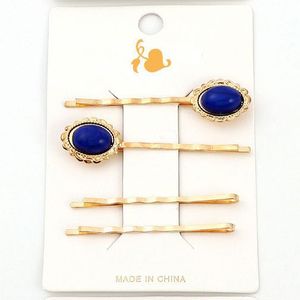 Pinces à cheveux dorées avec embellissement en pierres précieuses rouges, pince latérale pour femmes, accessoire de coiffure en métal pour usage quotidien - Product Image 4