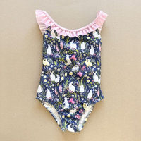 Vente en gros tissu polyester recyclé vêtements de plage personnalisés maillot de bain une pièce imprimé floral UV tropical pour bébé fille