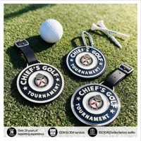 Etiqueta metálica para bolsa de golf, etiqueta personalizada de cuero para bolsa de golf, soporte metálico de cuero personalizado para tee de golf