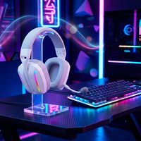 Auriculares Inalámbricos para Juegos 2.4G, Tri-Modo BT, RGB, con Micrófono Desmontable para PC, PS5, Xbox, Laptop