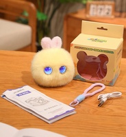 Peluche Lapin Intelligent IA avec Yeux LED Lumineux, Breloque de Sac Mignonne, Pendentif Animal en Peluche Électronique Interactif