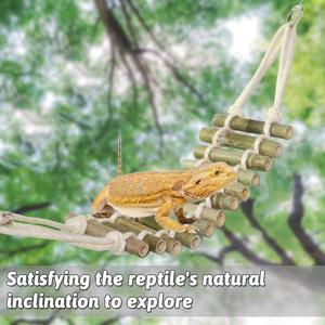 Scala da arrampicata per lucertole, decorazione di gabbia per animali domestici in tessuto di bambù, piccoli accessori per animali domestici, gabbia per geco, scale per criceti e scale - Product Image 4