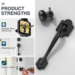 Calzibeno <b>Matte</b> <b>Black</b> Front <b>Door</b> Lock Set Classic <b>Knob</b> With Deadbolt Reversible For Right Left <b>Door</b> Anti Theft Key Operated - Product Image 2