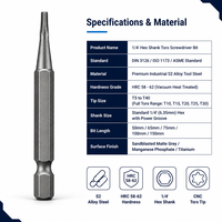 Embout de tournevis Torx industriel S2, embout Torx magnétique, embouts Torx de sécurité anti-effraction pour perceuse électrique