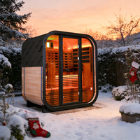 Modern Sade Tasarımlı Dış Mekan Uzak Kızılötesi Sauna, Yumuşak Tuşlu Kontrol Paneli ile 2-3 Kişilik Termo Ladin Sauna Odası