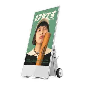 Outdoor Touch Lcd Portable Advertising Screens High Brightness Waterproof Movable Kiosk Foldable Battery Powered Digital Signage