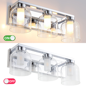 Applique murale moderne de luxe pour salle de bain, finition argentée, abat-jour créatif en double verre transparent, pour hôtel et décoration intérieure - Product Image 4