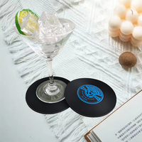 Sous-verre personnalisé transfrontalier avec logo, tapis antidérapant en vinyle en forme de disque CD, sous-verre à café isolant thermique en PVC souple et silicone