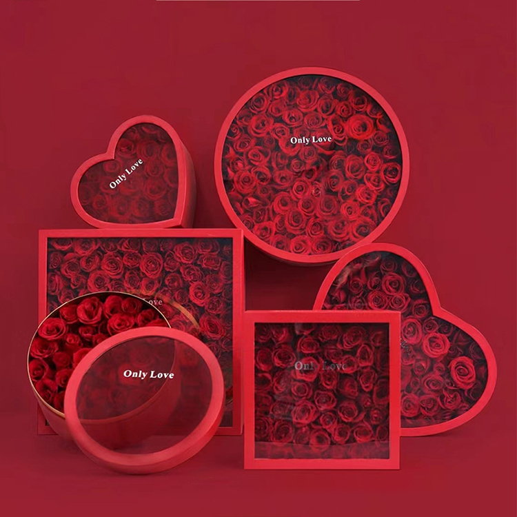 Luxury Wholesale Valentines Day Gift 2023 Paper Packaging Round Flower Heart Box for Flowers