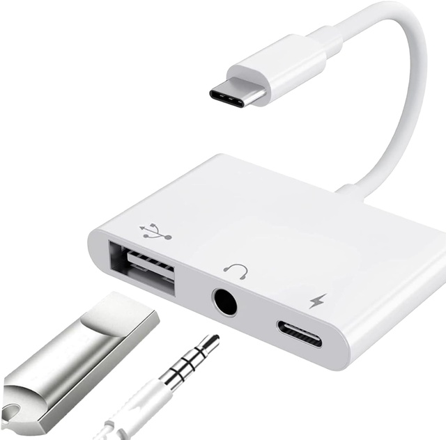 Wholesale 3-in-1 USB C Hub USB 3.0 Port AUX Audio Jack DC Fast Charge for Android Phones Laptop-Brand New PC Fireproof Material