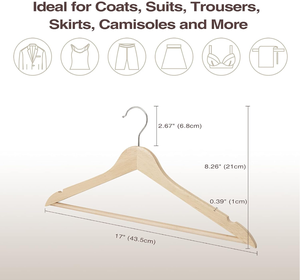 Grucce in Legno Premium per Pantaloni e Sciarpe con Design Scanalato, Appendiabiti in Legno con Supporti per Pantaloni e Sciarpe - Product Image 4