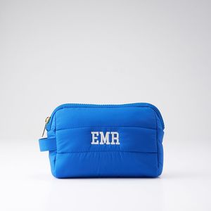 사용자 정의 크기 로고 소프트 패딩 나일론 퍼 푹신한 퀼트 지퍼 화장품 주최자 메이크업 세면도구 스킨케어 파우치 백 - Product Image 3