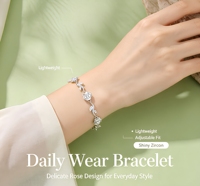 Bracelet fin en argent sterling 925, motif fleur de rose, style forêt fraîche, pour femme, trois bijoux délicats, cadeau parfait