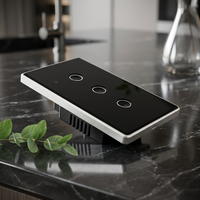 Interrupteur intelligent Tuya WiFi de luxe avec écran tactile en verre, commande vocale, étanche et durable, avec cadre en aluminium