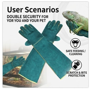 Guantes protectores de lujo de material PU reforzados antimordeduras de seguridad para manejo de serpientes y reptiles - Product Image 6