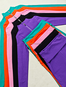 <span class=keywords><strong>Pantalon</strong></span> <span class=keywords><strong>court</strong></span> évasé pour <span class=keywords><strong>femme</strong></span> avec veste zippée, tissu respirant, taille repliable, trous pour les pouces, bandeau pour les cheveux, pour un usage décontracté à la maison - Product Image 2
