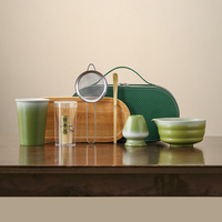 Kit de Matcha en Céramique Style Japonais, Fouet et Cuillère en Bambou, Bols à Matcha en Porcelaine Cuite au Four, Ensemble de 7 Pièces, Coffret Cadeau