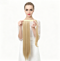 Postiche queue de cheval pour femme, style européen et américain, en soie mate, cheveux longs et lisses, à enrouler avec bande magique, accessoire tressé pour usage quotidien