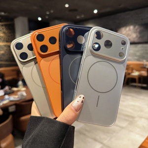 Funda para Teléfono Móvil de Vidrio Esmerilado Ag en Color Original para iPhone 16 15 14 13 Pro Max Plus, Funda Naranja Nueva para iPhone 17 Pro Max - Product Image 3