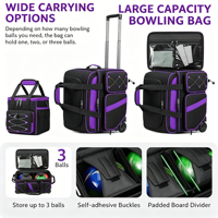 Sac de bowling à roulettes pour hommes et femmes, capacité double pour deux balles, sac de transport portable à deux couches